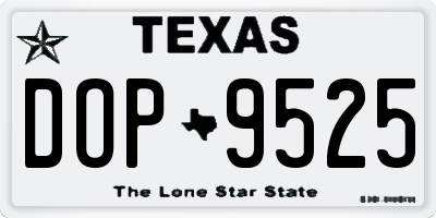 TX license plate DOP9525
