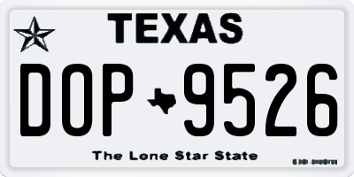 TX license plate DOP9526