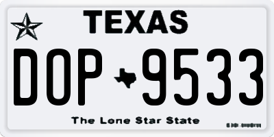 TX license plate DOP9533