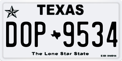 TX license plate DOP9534