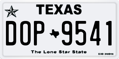 TX license plate DOP9541
