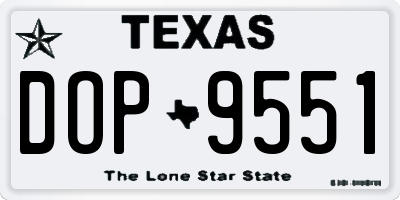 TX license plate DOP9551