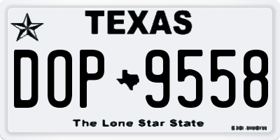 TX license plate DOP9558