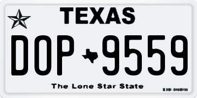 TX license plate DOP9559