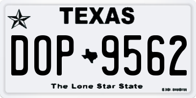 TX license plate DOP9562
