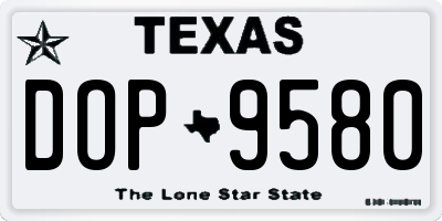 TX license plate DOP9580