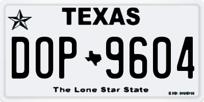 TX license plate DOP9604