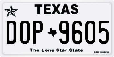 TX license plate DOP9605