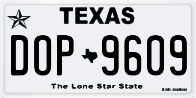 TX license plate DOP9609