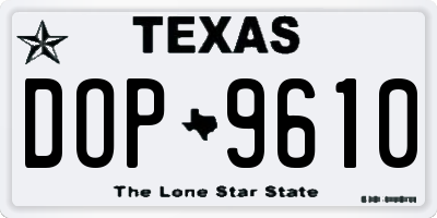 TX license plate DOP9610