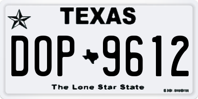 TX license plate DOP9612