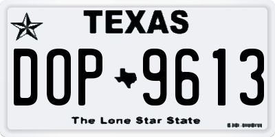 TX license plate DOP9613