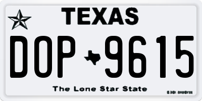 TX license plate DOP9615