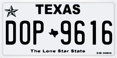 TX license plate DOP9616