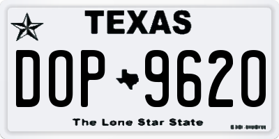 TX license plate DOP9620