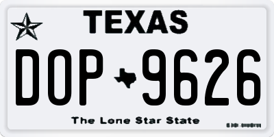 TX license plate DOP9626