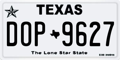TX license plate DOP9627