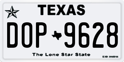TX license plate DOP9628