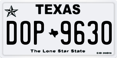 TX license plate DOP9630