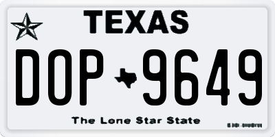 TX license plate DOP9649