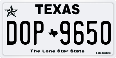 TX license plate DOP9650