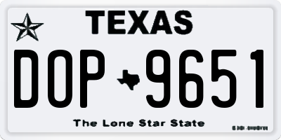 TX license plate DOP9651