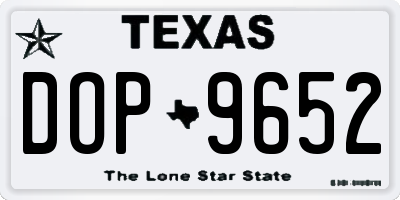 TX license plate DOP9652