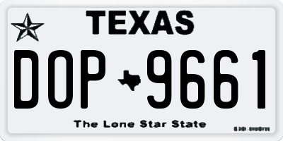 TX license plate DOP9661