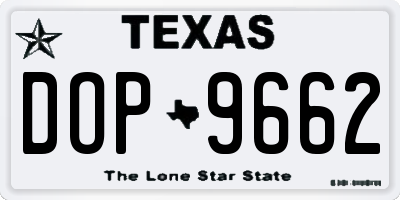 TX license plate DOP9662