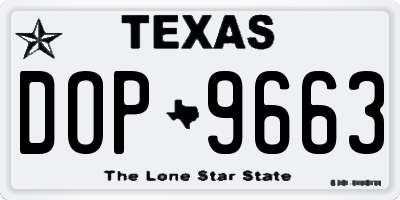 TX license plate DOP9663