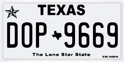 TX license plate DOP9669