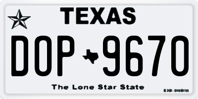 TX license plate DOP9670