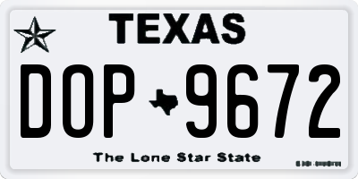 TX license plate DOP9672