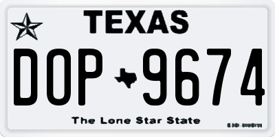 TX license plate DOP9674