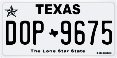 TX license plate DOP9675