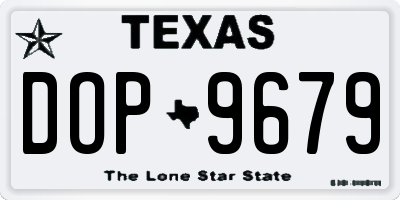 TX license plate DOP9679