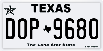 TX license plate DOP9680