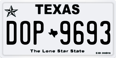 TX license plate DOP9693