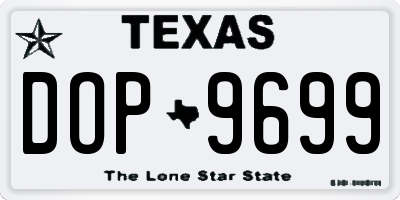 TX license plate DOP9699