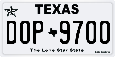 TX license plate DOP9700