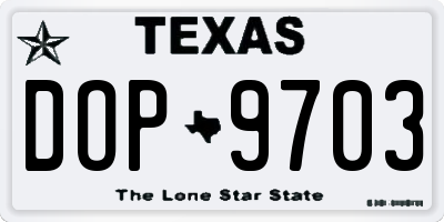 TX license plate DOP9703