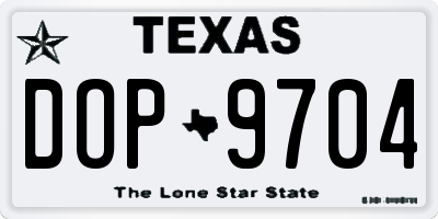 TX license plate DOP9704
