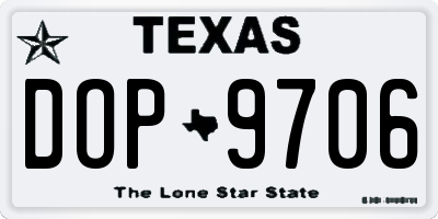 TX license plate DOP9706
