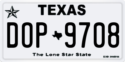 TX license plate DOP9708
