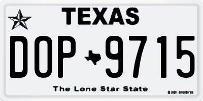 TX license plate DOP9715