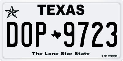 TX license plate DOP9723
