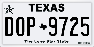 TX license plate DOP9725