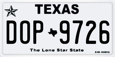 TX license plate DOP9726
