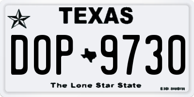 TX license plate DOP9730