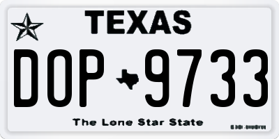 TX license plate DOP9733